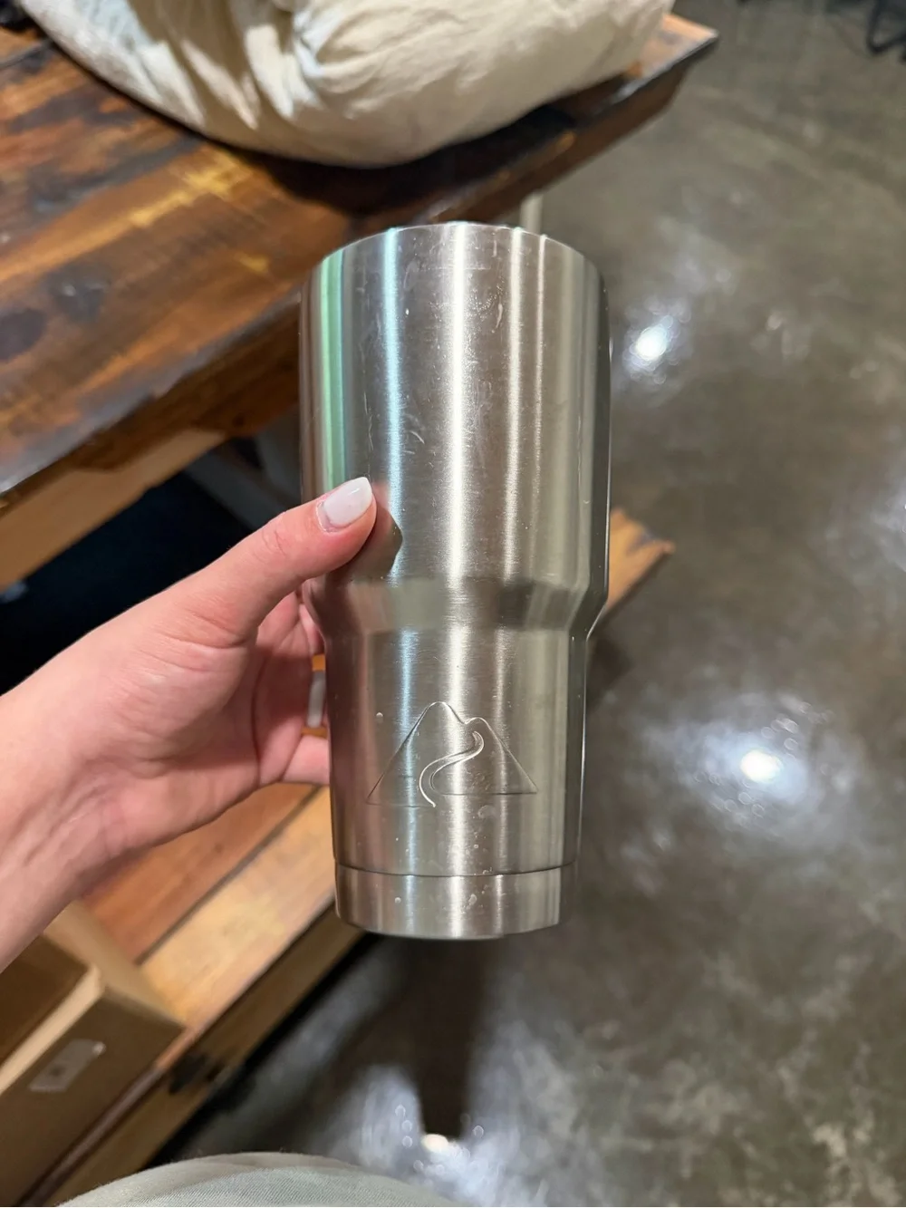 Stainless Steel Insulated Tumbler with Mountain Logo - Silver